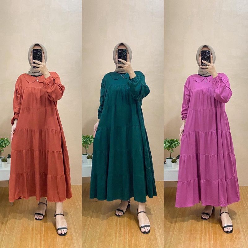 Dress Rayon Busui//MIDI DRESS RAYON gamis