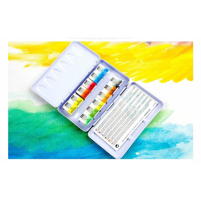 Pebeo Watercolour Aquarelle Fine Pocket Metal Box 12 Half Pans