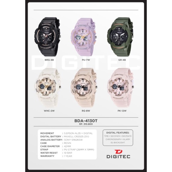 JAM TANGAN WANITA DIGITEC DA 4130 ORIGINAL DIGITEC 4130 RUBBER DA 4130