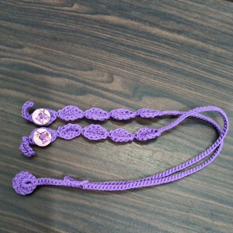 strap tali kaitan masker ungu owl stopper rajut