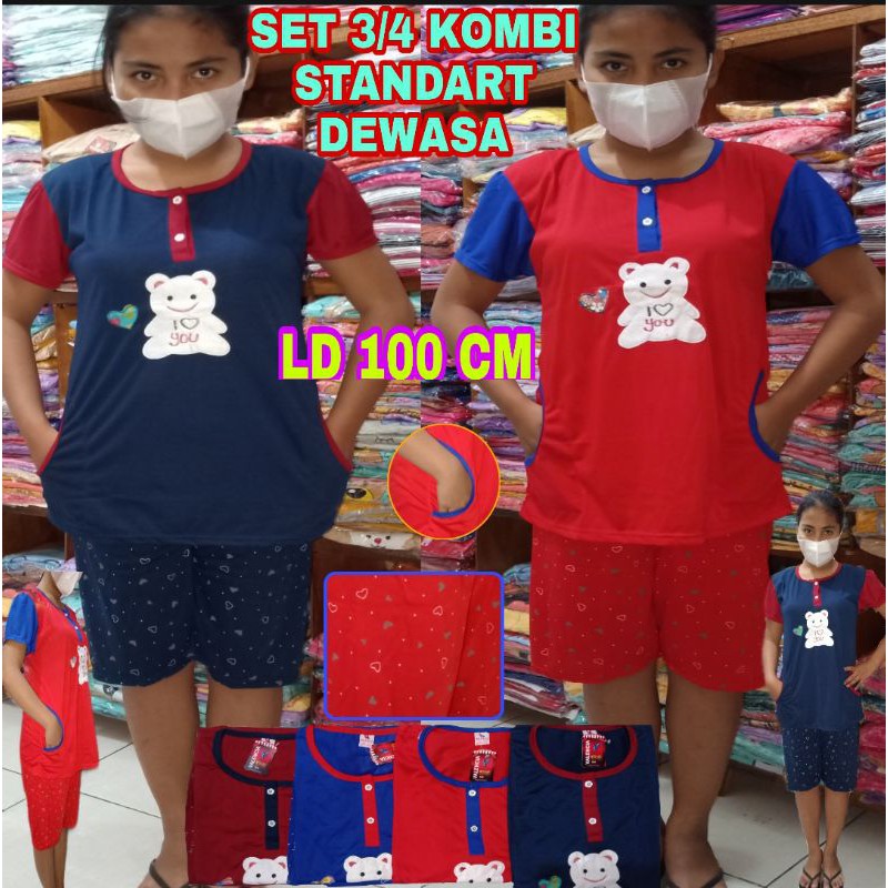 baju tidur wanita dewasa  set Pendek Kaos Kombi Bahan Rayon Tebal BB MAX 70KG