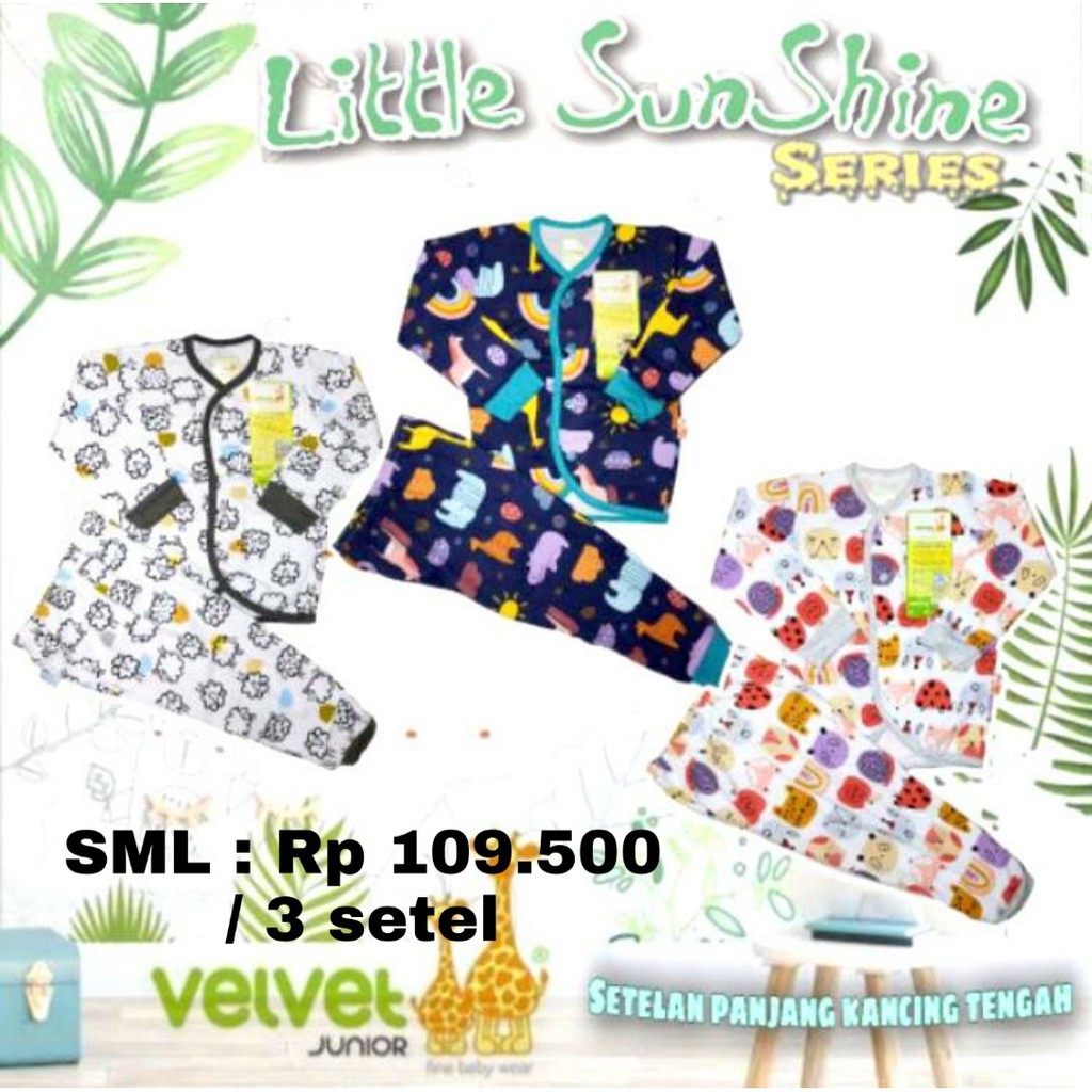 3 Setel - Setelan Baju Panjang SML Little Sunshine Velvet Junior