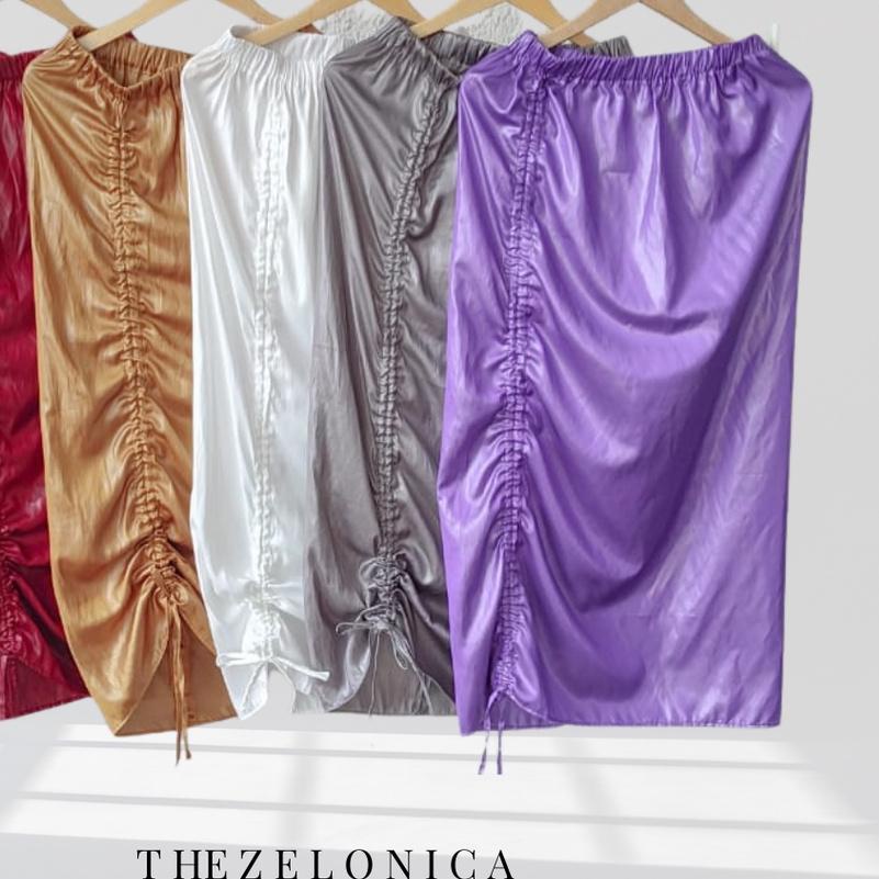 ✤ Callia Skirt String Rok Kulit serut Thezelonica ♚
