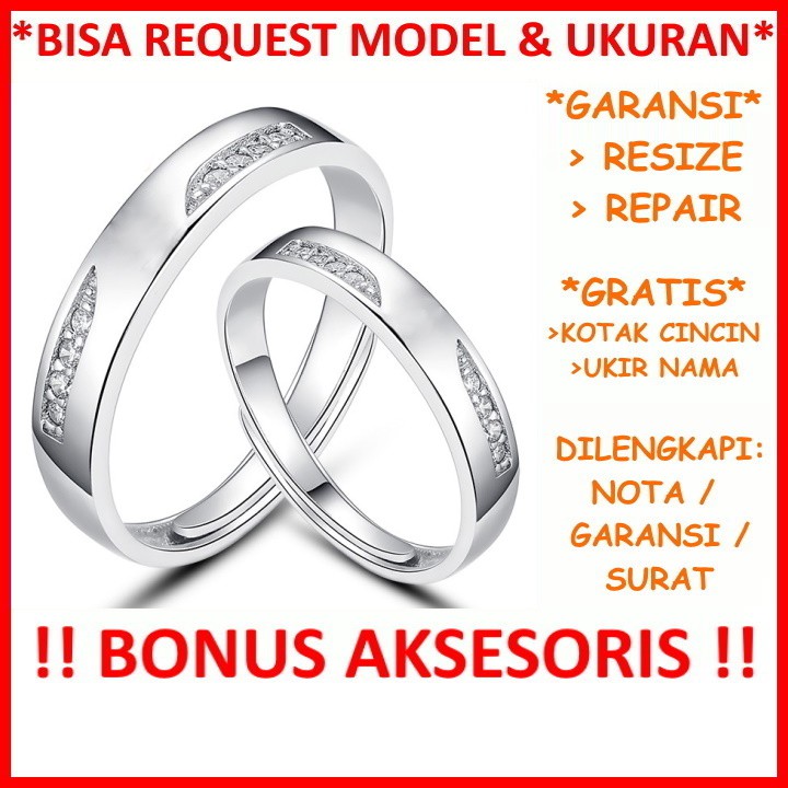 Gratis Ukir Nama Bisa Pesan Model Garansi Silver Asli Cincin Perak Couple Kawin Nikah Tunangan Id215