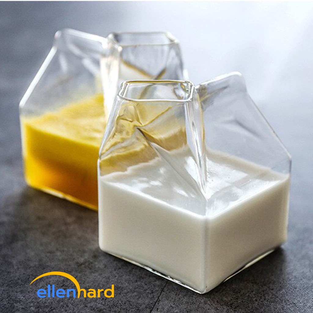 Gelas Kaca Kopi Susu Anti Tumpah Desain Kotak Susu Bening Aesthetic Unik Tahan Panas Estetik