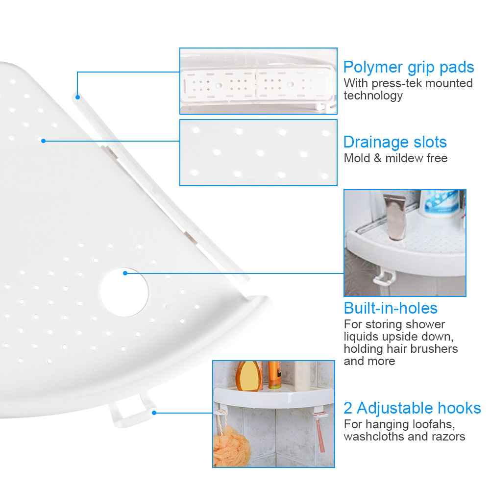 BATHE PROJECT Rak Gantungan Sudut Dinding Kamar Mandi Multifungsi Corner Shelf - OT001