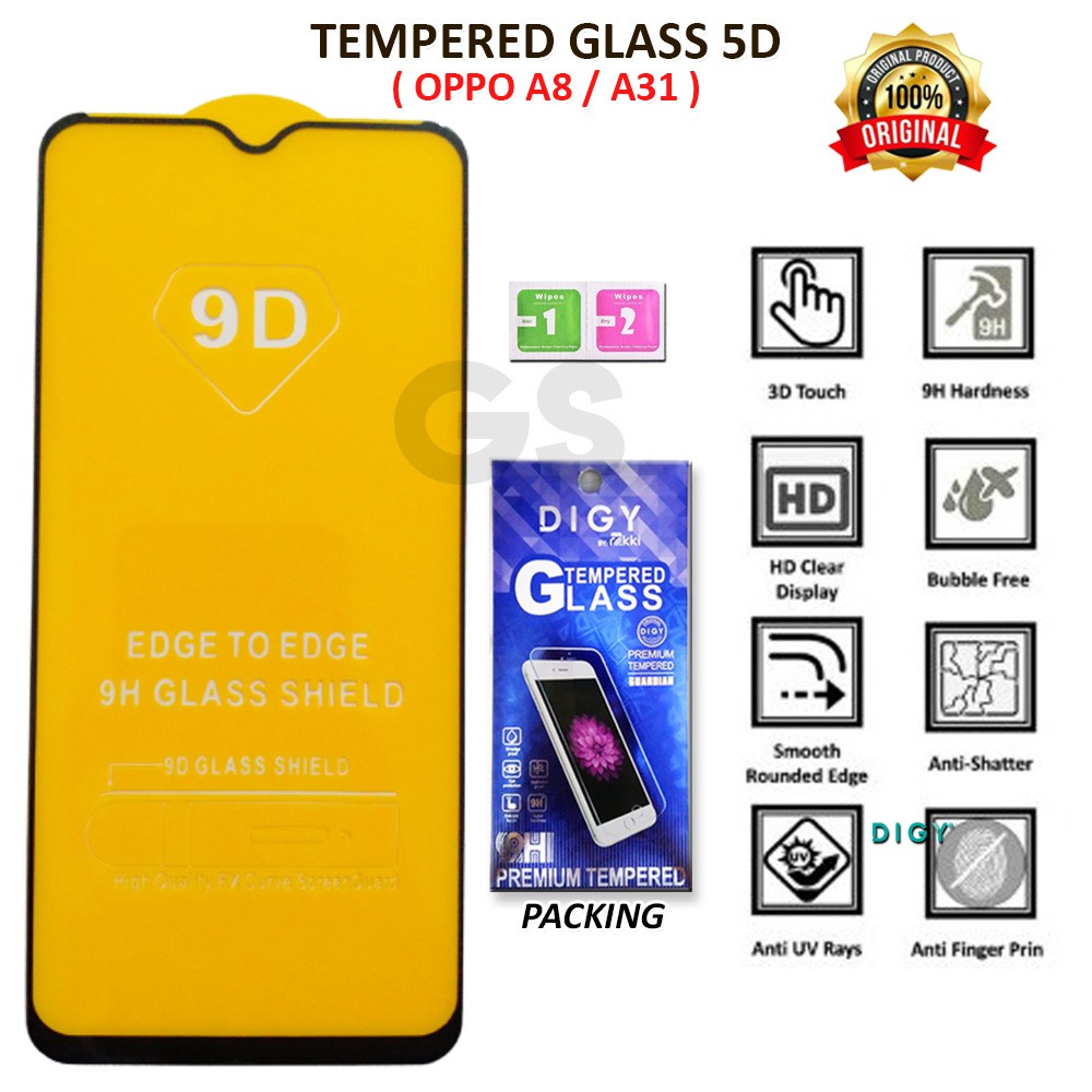 Tempered Glass  5D 10D OPPO A5S A7 A12 A11K A8 A31 A37 NEO 9 A52 A72 A92 A53 A33 A32 A91 F15 RENO 3