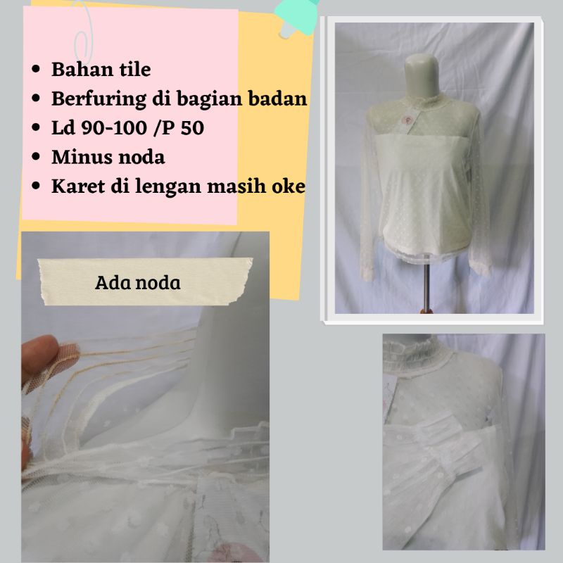 atasan blouse wanita putih tile dot