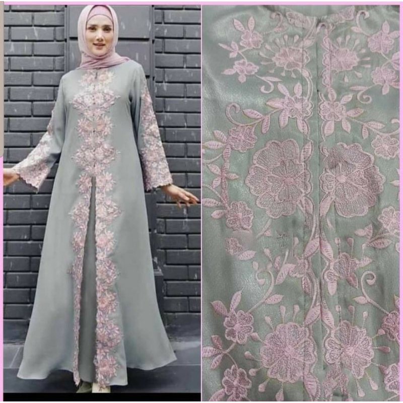 MAXY MULAN BORDIR, MOSCREPE, GAMIS HIJAB MUSLIM, MAXY DRESS