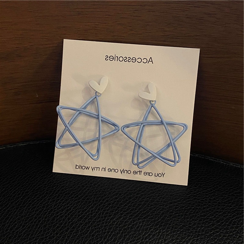 Biru Musim Panas Pentagram anting-anting lucu XINGX wanita tidak menusuk telinga klip Musim Panas 20