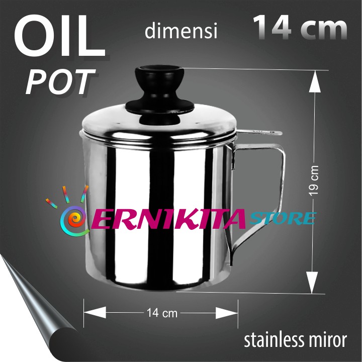 JUMBO OIL POT STAINLESS WITH STRAINER 2L - Mug Stainless Penampung Minyak Goreng