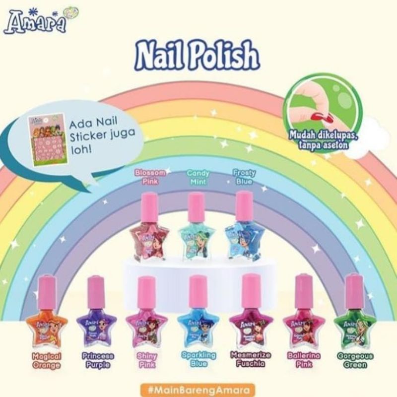 Amara Nail Polish Kutek Anak Cat Kuku (Kemasan Baru) Amara Kid Amara Kids Makeup Anak Amara Make Up 