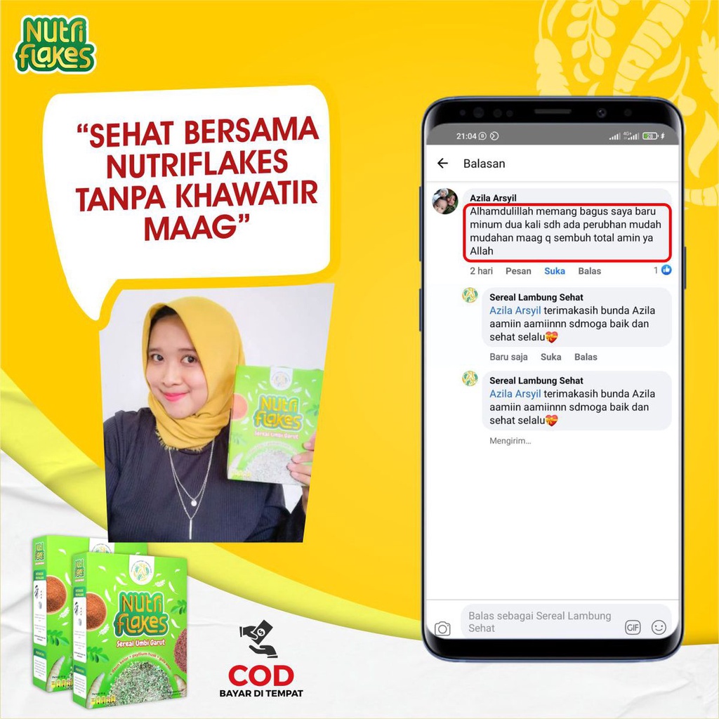 Nutriflakes Sereal Umbi Garut  - Ampuh Mengatasi  Asam Lambung 2 Box