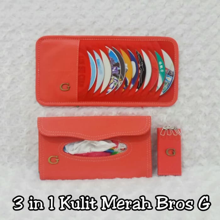 Set Tempat kotak cover sunvisor CD tissue tisu dompet kunci STNK mobil KuLiT Gucci MeRaH 3 E