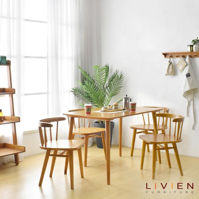 Meja Makan, LIVIEN, Meja Makan Minimalis, Meja Makan Set 4 Kursi RIBE Best Seller