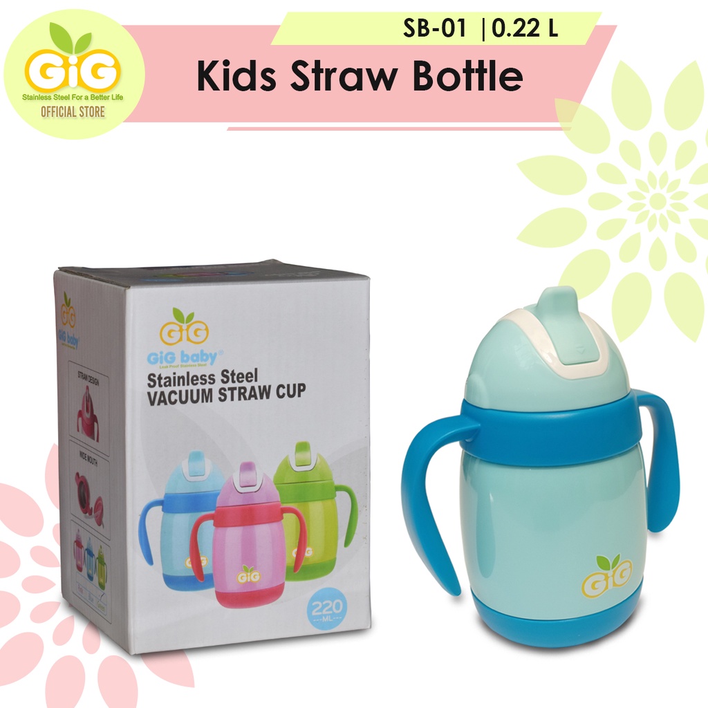 Botol Minum Anak GIG Baby Vacuum Kids Straw Bottle 220ml SB-01 / Termos Anak / Stainless Steel