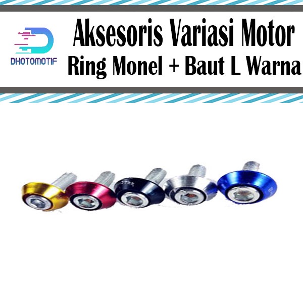 Baut L + Ring monel warna-warni