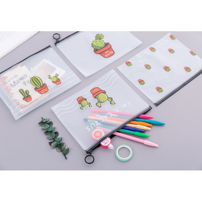 

ZIPPER BAG TRANSPARAN KAKTUS / TEMPAT PENSIL KAKTUS/ CACTUS