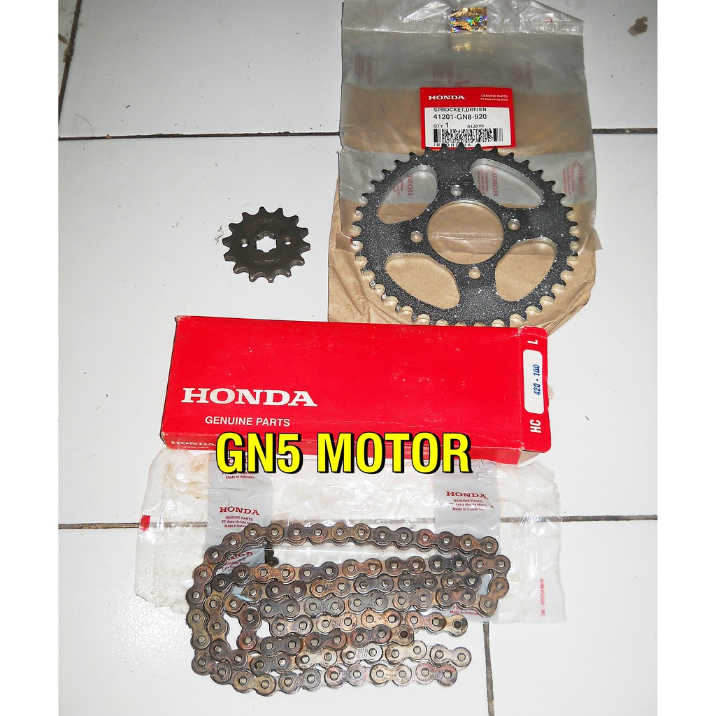 RANTAI & GIR KOMPLIT GEARSET DEPAN BELAKANG ASTREA 800 & STAR ORISINIL AHM ORIGINAL GN8 HC420-100L