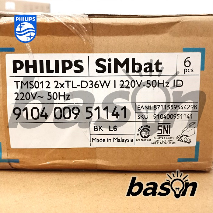 PHILIPS SiMbat TMS012 2xTL-D36W 1200mm - Rumah Lampu TL