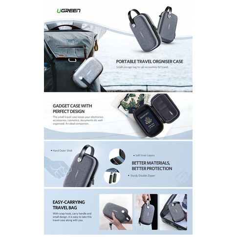 UGREEN Tas Pouch Organizer Travel Organizer Storage Hand Bag Organizer PU Leather WaterProof