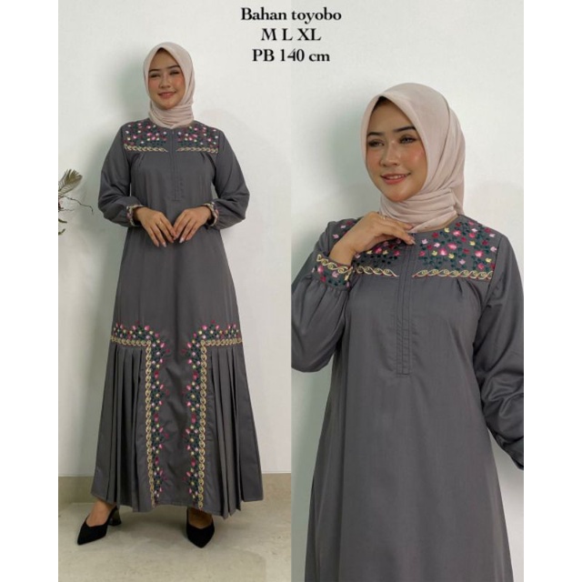 Gamis Ridd Bordir Original / Fashion muslim terbaru / Gamis terbaru / Gamis Toyobo / MORODHO STORE