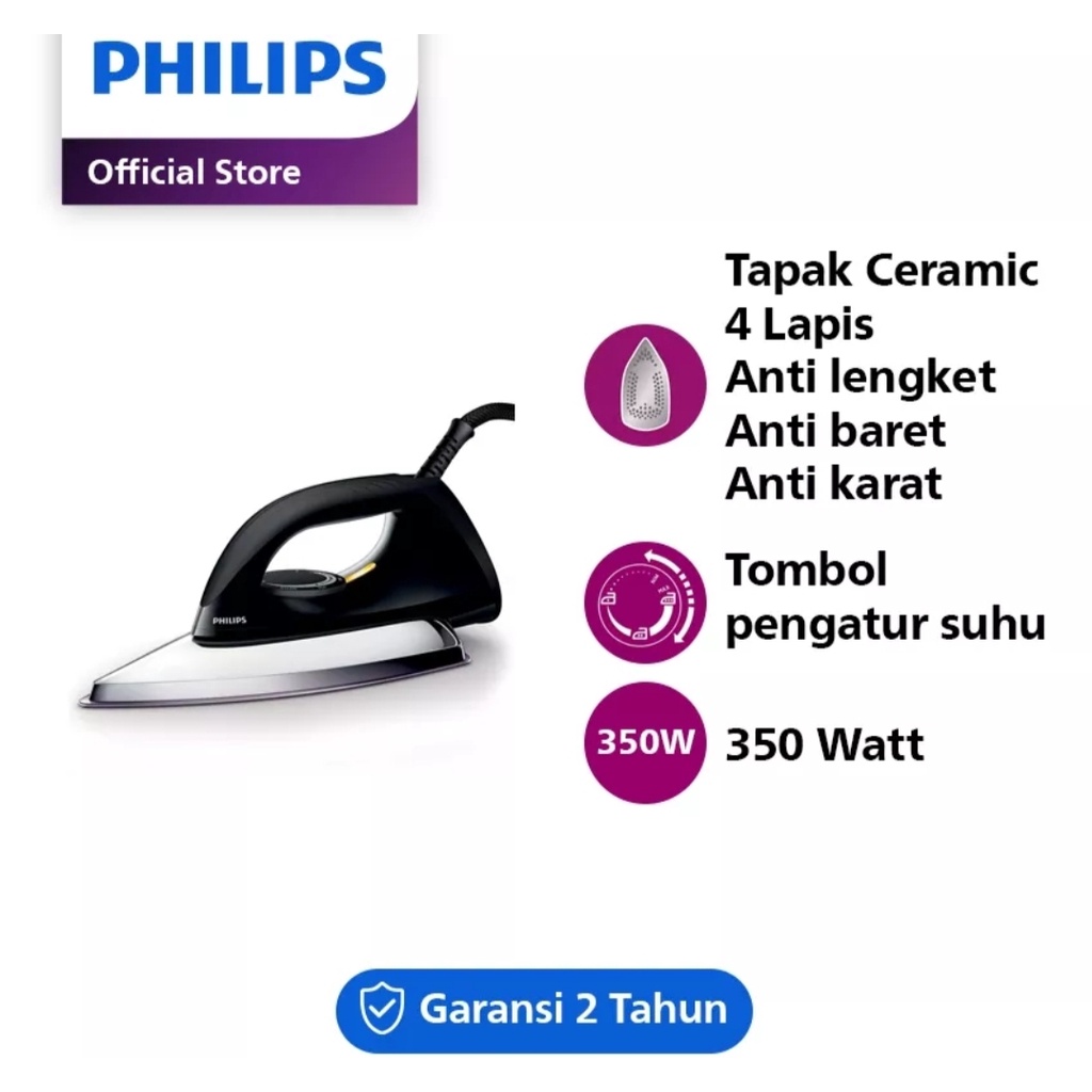 Setrika Philips HD1173 Classic Dry iron 350w HD-1173 garansi resmi