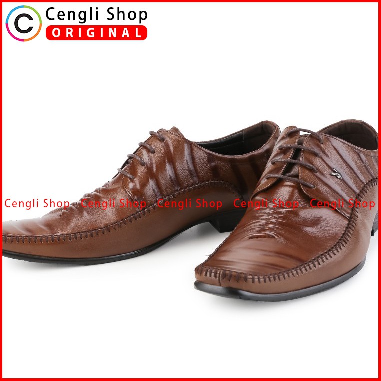 PLAYBOY SEPATU PANTOFEL KULIT FORMAL PRIA ORIGINAL TERBARU COKLAT PL86