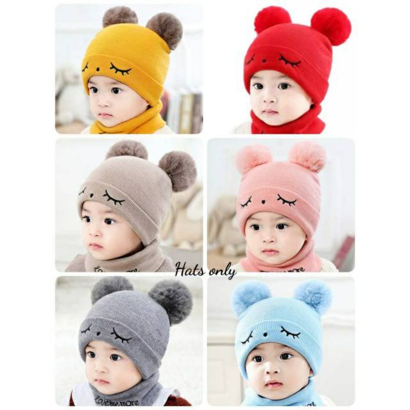 KUPLUK BALITA MOTIF SLEEP / TOPI KUPLUK BAYI USIA 0-18 BULAN / KUPLUK ANAK LUCU