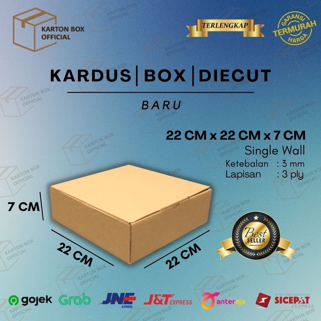 

Kardus Box Die Cut 22x22x7 CM Dus Packing Makanan Kue Pizza Polos