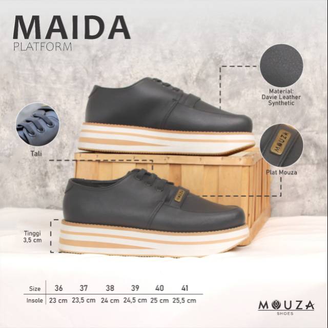 Maida Black By Mouza Shoes sepatu platform wedges tinggi sporty