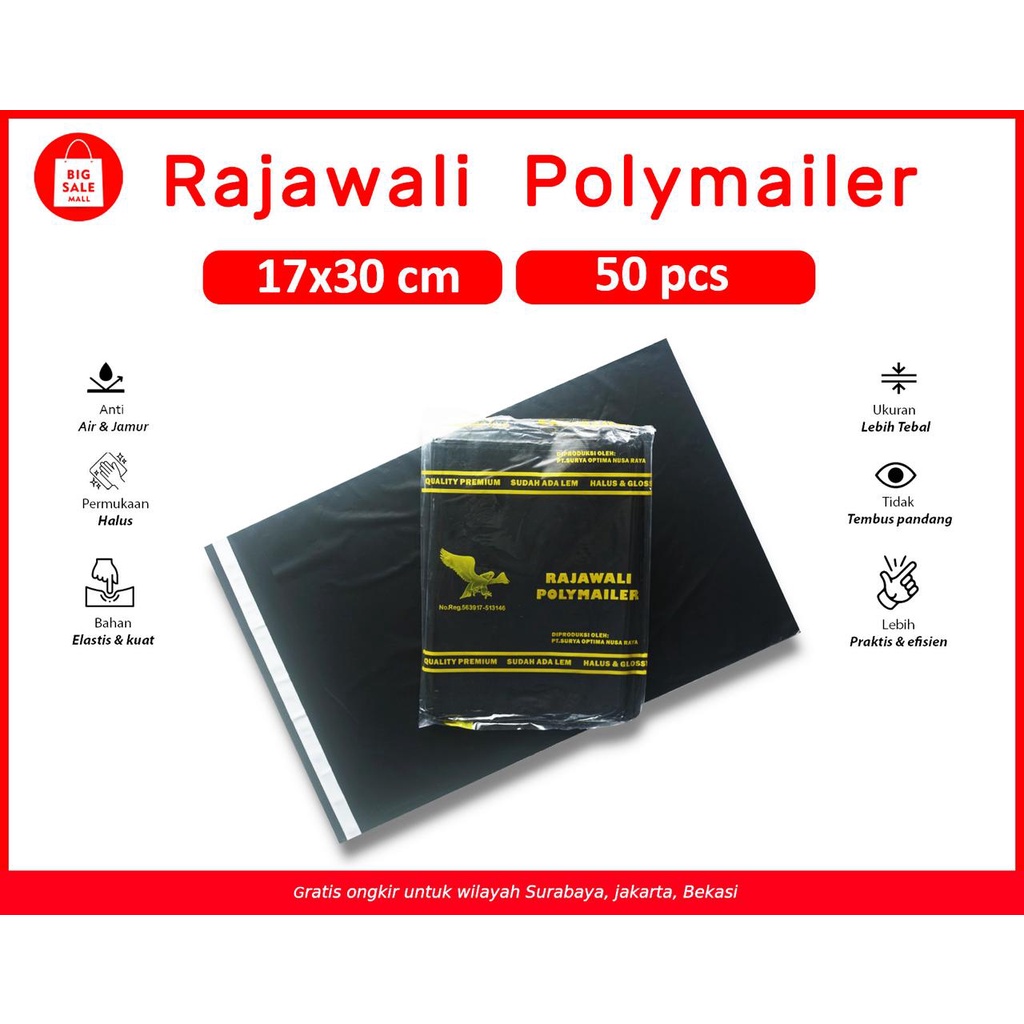 Plastik Polymailer 45X60CM isi100pcs Plastik Packing Olshop Packing Lem Perekat Tebal Anti Sobek RAJAWALI