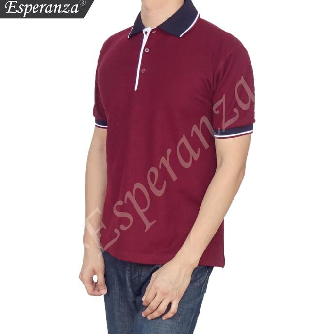 Super Sale Kaos Polo Polos Esperanza CTN K Marun Grosir Lacoste Cotton Murah Murah Banget