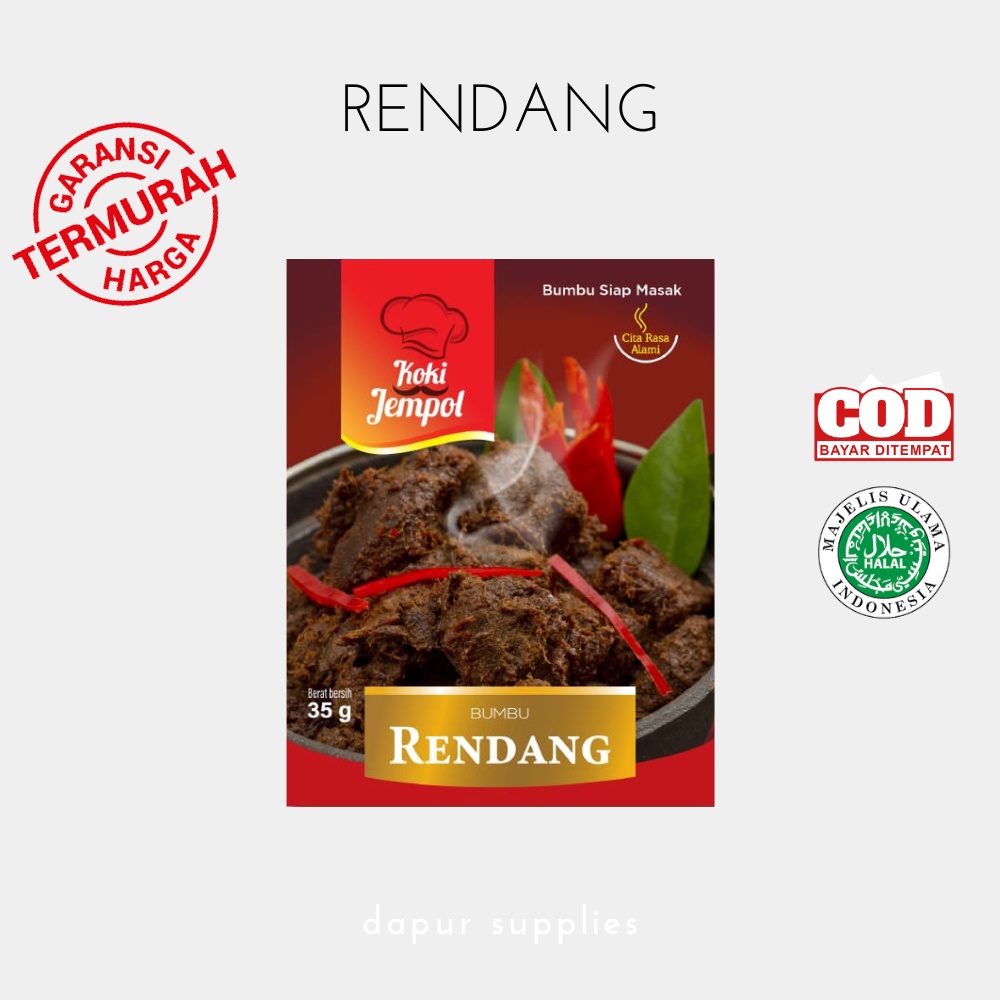 Rendang Bumbu Masak 35gr / Bumbu Instan Rendang / Bumbu Siap Masak Koki Jempol