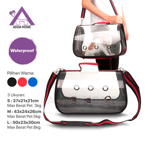 Adda Home - Waterproof Pet Carrier Transparent Bag Tas Peliharaan Travel Anjing Kucing