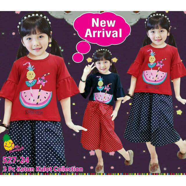 527 24 Setelan  Anak  Little Pineapple Celana  Kulot  Katun  