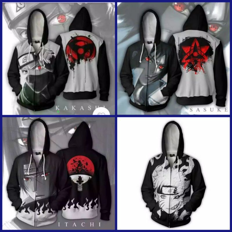 JAKET SWEATER HOODIE PRIA-WANITA WIBU ANIME NARUTO FULPRINT 3D COOSPLAY KEREN TERLARIS-JAKET ITACHI 