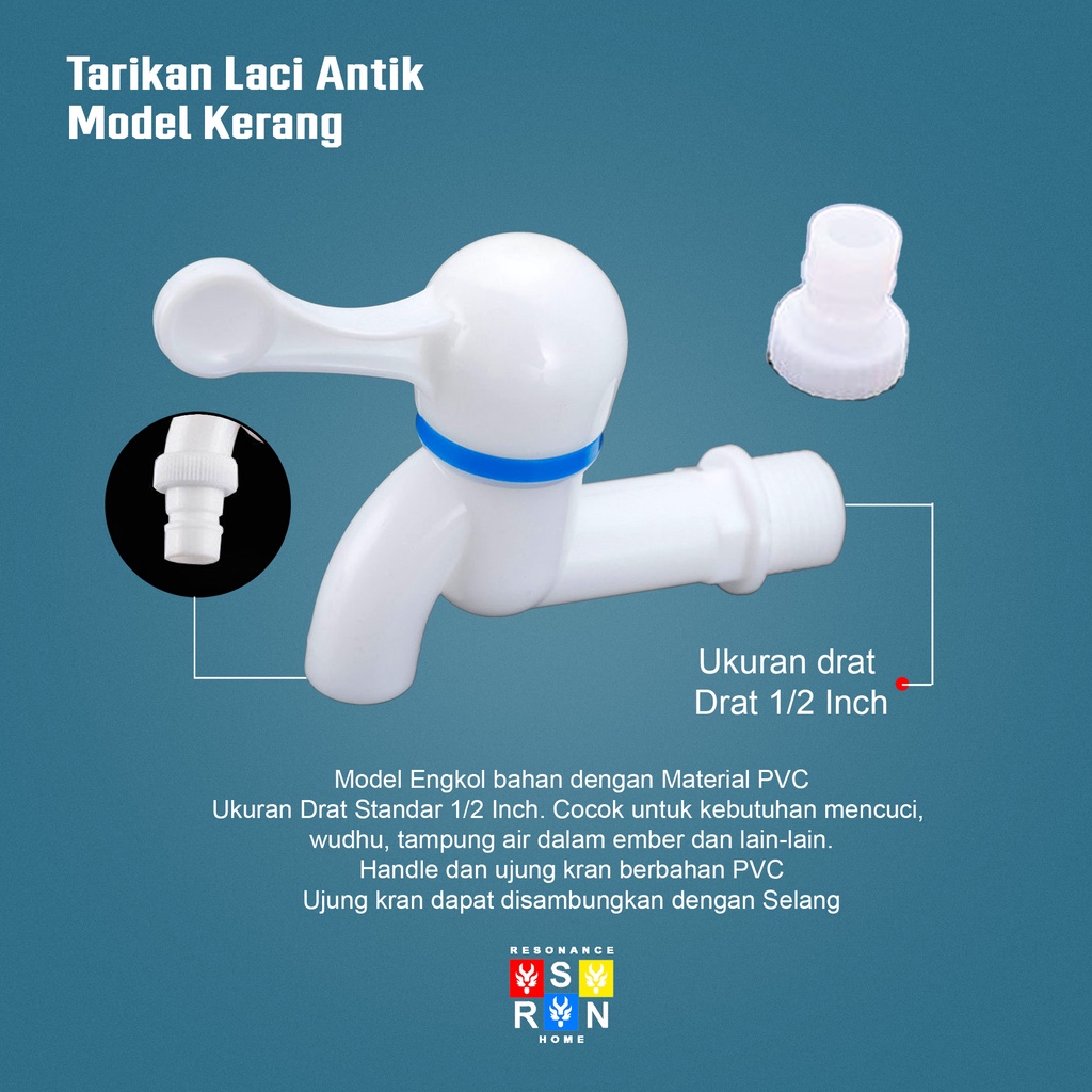 Keran Air Taman Ukuran Drat 1/2 Inch Model Jempol / Wall Faucet Resonance Home