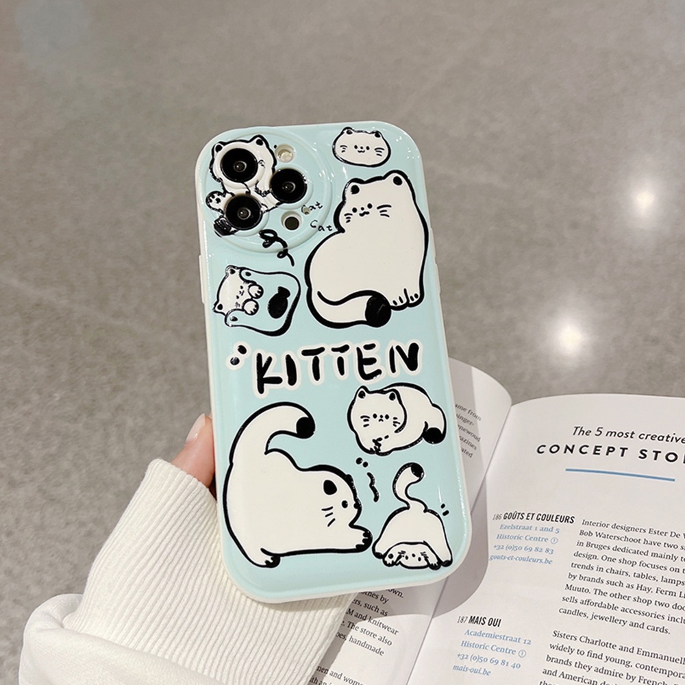 Soft Case Hp Gambar Kucing Untuk Iphone 7 / 8plus / X / XR / XS / 11 / 12 / 13 / 14pro MAX SE 2020