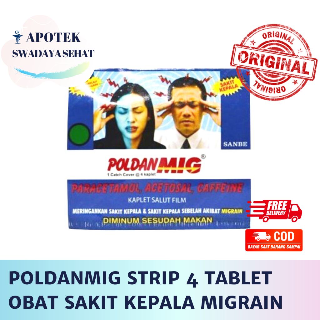 POLDANMIG STRIP 4 TABLET - Obat Sakit Kepala Migrain Poldan Mig