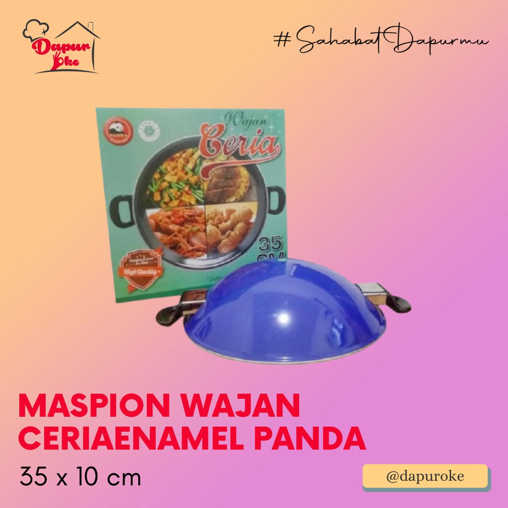 Maspion Wajan Ceria 35 cm Enamel Panda / Kuali Hitam