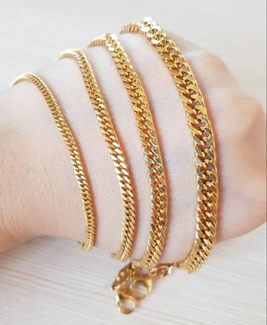 Kalung fashion Titanium Gold Import Kalung Rantai titanium padat Antikarat 2mm 3mm 4mm 5mm 6mm
