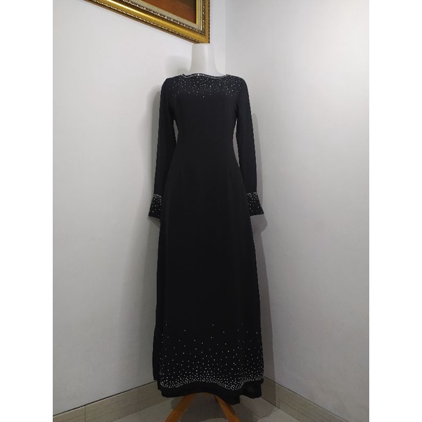 (BISA COD) Dress Vintage, Dress Bunga, Dress Tartan, Longdress, Dressmidi-Hitam2