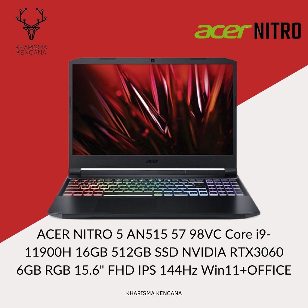 ACER NITRO 5 AN515 57 921p Core i9-11900H 16GB 512SSD RTX3060 6GB RGB