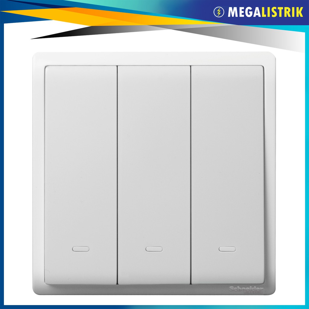 SCHNEIDER SAKLAR TRIPLE / TRIPEL HOTEL 3 GANG 2 ARAH PIENO PUTIH