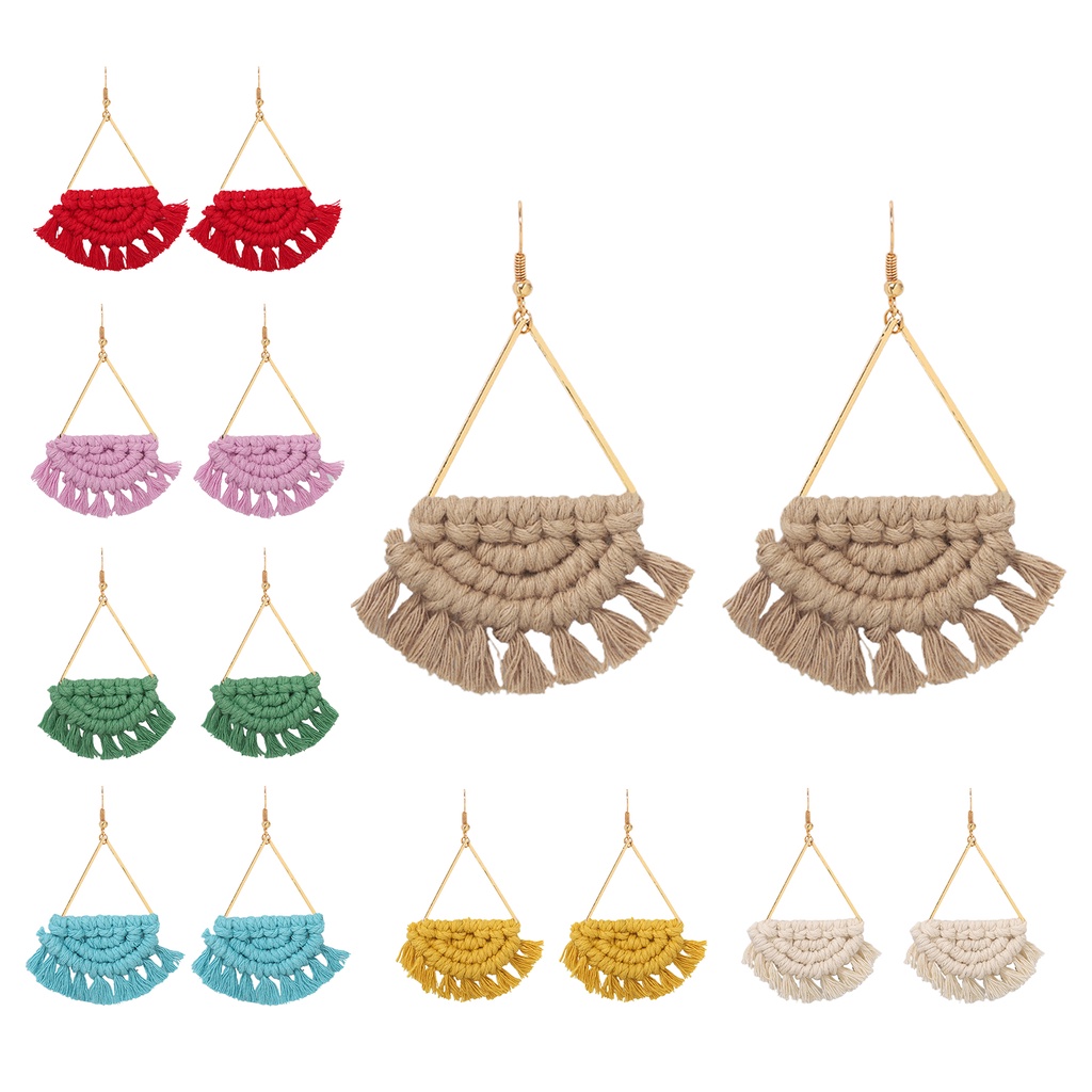 Hu Hu Hu Hu Hu Alat Bantu Pasang Kacamata♡ 1 Pasang Anting Kait Gantung Wanita Desain Kerangrumbai Gaya Bohemian Ringan Untuk Pantai