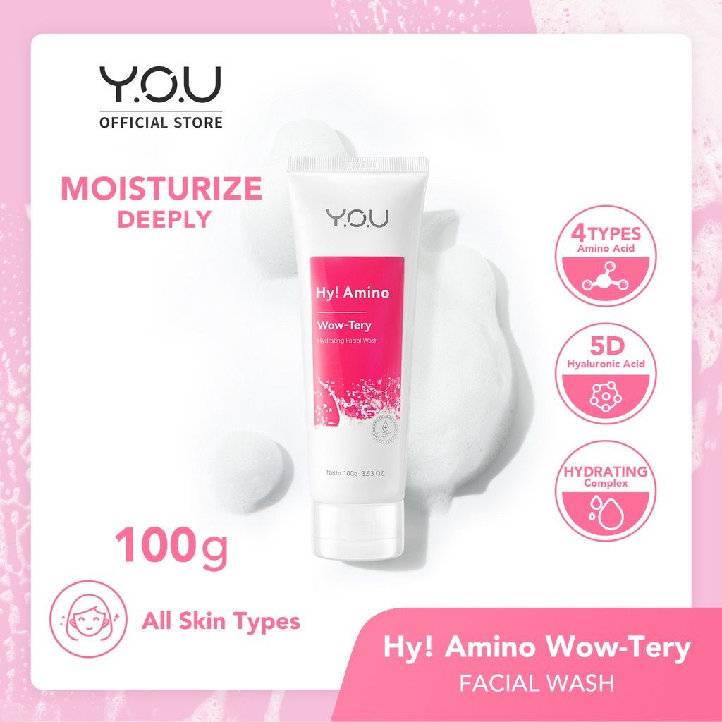 BPOM YOU Hy! Amino Wow-Tery Hydrating Facial Wash Sabun Cuci Muka Cleanser Wajah