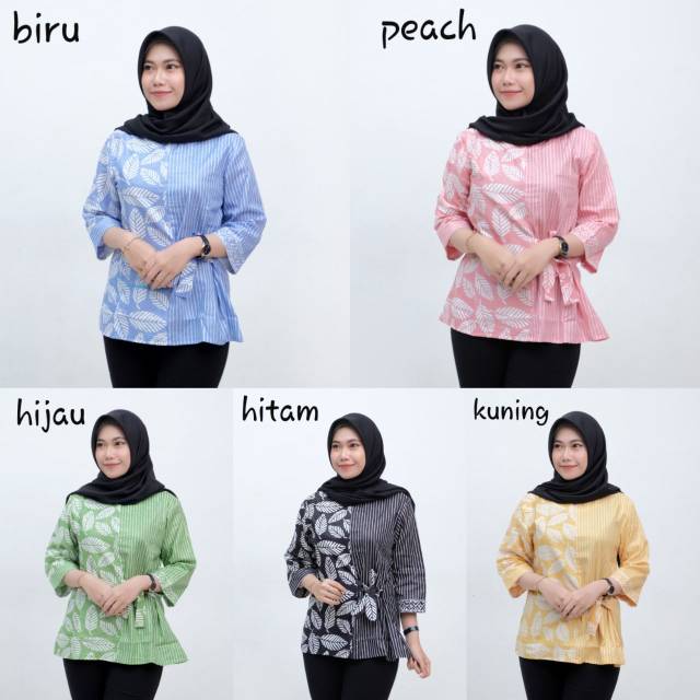 Atasan Batik Cewek Blouse Pelangi Tali Samping | Shopee ...