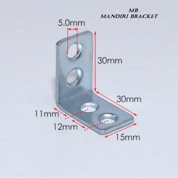 siku besi L 2cm x2cm  3x3cm 5x5cm untuk ambalan braket siku rak