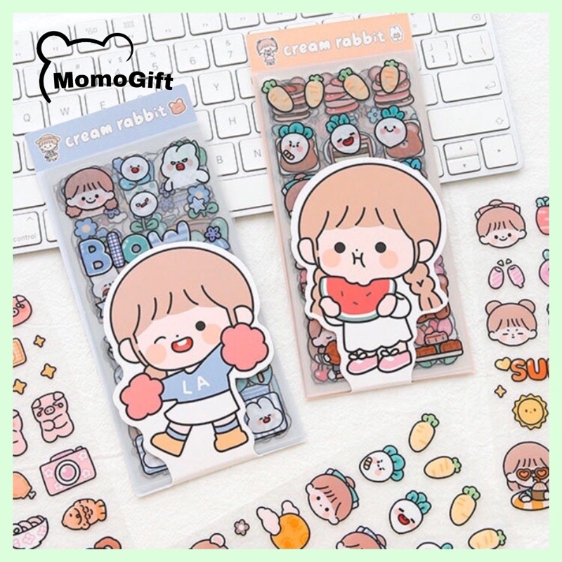 

Stiker Decor Tumblr Aesthetic Sticker Set Dekor Buku Casing HP Model CREAM RABBIT